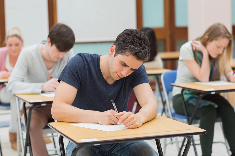 Students taking a test in a classroom in Atlanta